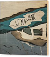 Abstract Boat Reflection Vi Color Wood Print