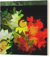 Abstract Flowers Presentation Wood Print
