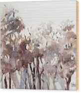 Abstract Grey Forest Pink Painting Wood Print
