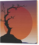 Abstract Japanese Background - Sunset Wood Print