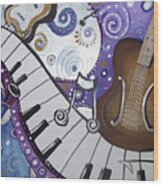 Abstract Musical Instruments Wood Print