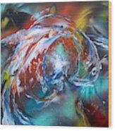 Abstract White Tri Fantail Goldfish Wood Print