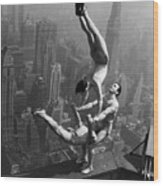 Acrobats Performing On The Empire State Wood Print