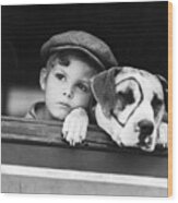 Actor Dickie Moore And Pete The Pup Wood Print