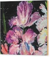 Adorable Painting Flowers On Black Wood Print
