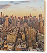 Aerial Panorama Of New York Skyline Wood Print