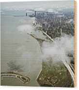 Aerial View Of Chicago Lakefront Wood Print
