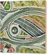 Aerial View Of Freeways In Mexico Wood Print