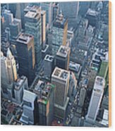 Aerial View Of Skyscrapers In New York Wood Print