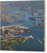 Aerial View Of Sydney Harbour Bridge Wood Print
