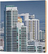 Aerial Waterfront Condominiums Miami Wood Print
