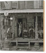 African American And A White Store Owner On The Porch Of A Country Store Wood Print