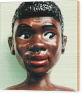 African American Boy Looking To The Side Wood Print