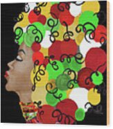 African Goddess With Colorful Hair Wood Print