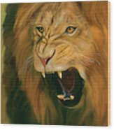 African Lion Ferocity Wood Print