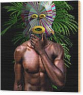 African Masked Man Wood Print