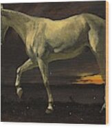 Albert_bierstadt_-_white_horse_and_sunset Wood Print