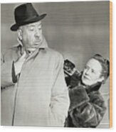 Alfred Hitchcock With Wife Alma Wood Print