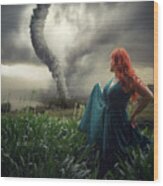 Alice In The Storm. Wood Print