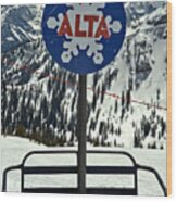 Alta Ski Lift Chair Wood Print