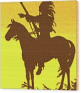American Indian On A Horse Wood Print