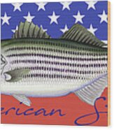 American Striper Striped Bass Flag Wood Print