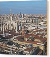 An Aerial View Of Milan In Italy Wood Print