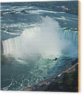 An Aerial View Of Niagara Falls On A Wood Print