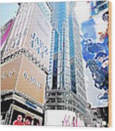 An Electronic Billboard In Times Square In New York 1 Wood Print