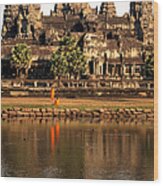 Angkor Wat, Cambodia Monks And Wood Print
