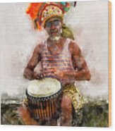 Antiguan Drummer Wood Print