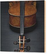 Antique Cello On The Floor Wood Print