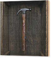 Antique Hammer Floating In Old Box Wood Print