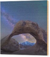 Arch And Milky Way, Alabama Hills, Sierra Nevada, California Wood Print