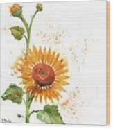 Arianna Sunflowers I - White Wood Print