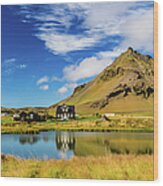 Arnarstapi Amtmansshus And Mount Stapafell, Iceland Wood Print