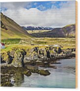 Arnarstapi And Mount Stapafell, Iceland Wood Print