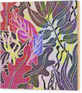 Assortment Of Leaves 5 - Exotic Boho Leaf Pattern - Colorful, Modern, Tropical Art - Red, Purple Wood Print