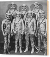 Astronaut Members Of Project Mercury Wood Print