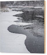 At The Yahara River Bend - Snowy Scene South Of Stoughton Wi Wood Print