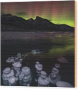 Aurora Over Abraham Lake Wood Print