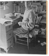 Author John Cheever In His Study Wood Print