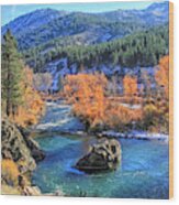 Autumn Along The Truckee River Wood Print