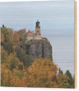 Autumn At Split Rock Lighthouse Wood Print