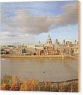 Autumn Panorama Over The City Of London Wood Print
