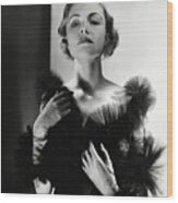 Babs Lee Wearing A Ruched Tulle Capelet Wood Print