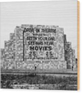 Back View Of Drive-in Movie Screen Wood Print