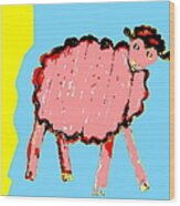 Bah Bah Aussie Sheep - Pink Wood Print