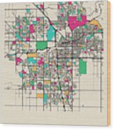 Bakersfield, California City Map Wood Print