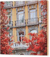 Balconies Of Madrid Spain Wood Print